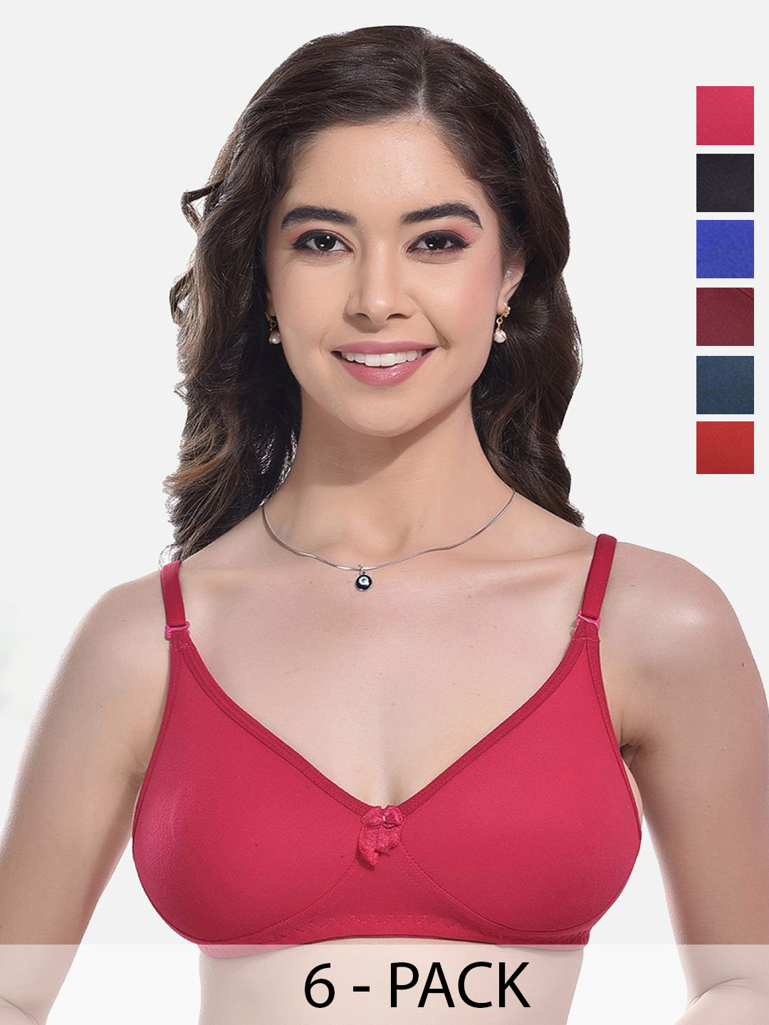 FIMS Women's Pack of 6 Full Coverage Solid Bra