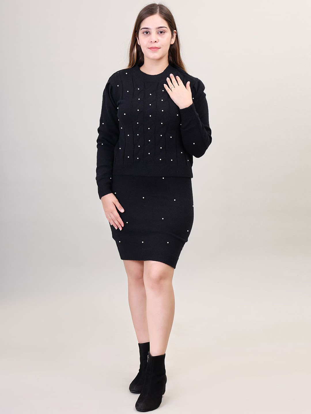 Camey Pure Wool Sweater With Skirt