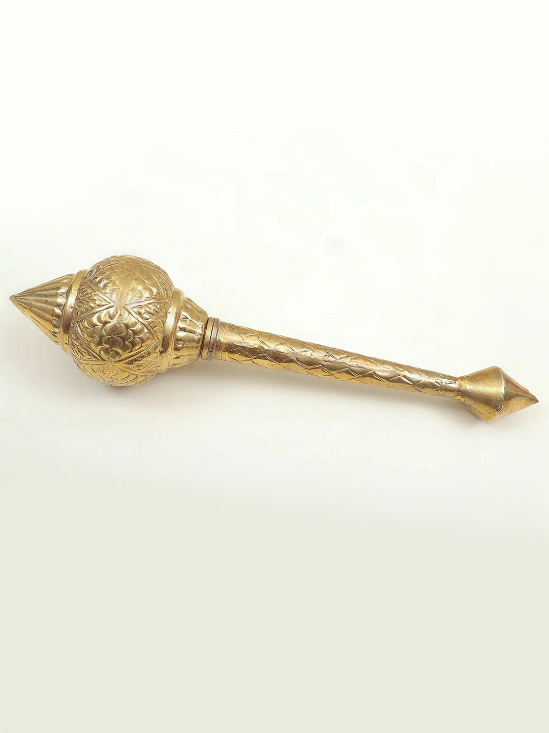 Exotic India Gada Gold Brass Metallic Prayer Room Large Showpiece - 10 Inches