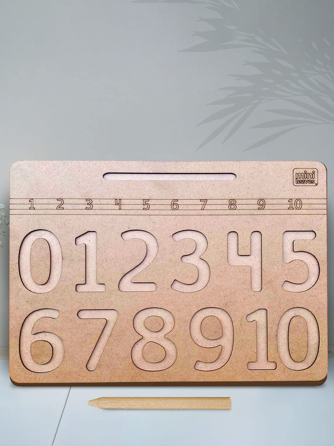 Mini Leaves Wooden Tracing Board for Learning to Write Number 0 to 10 for Kids 3+ Yrs