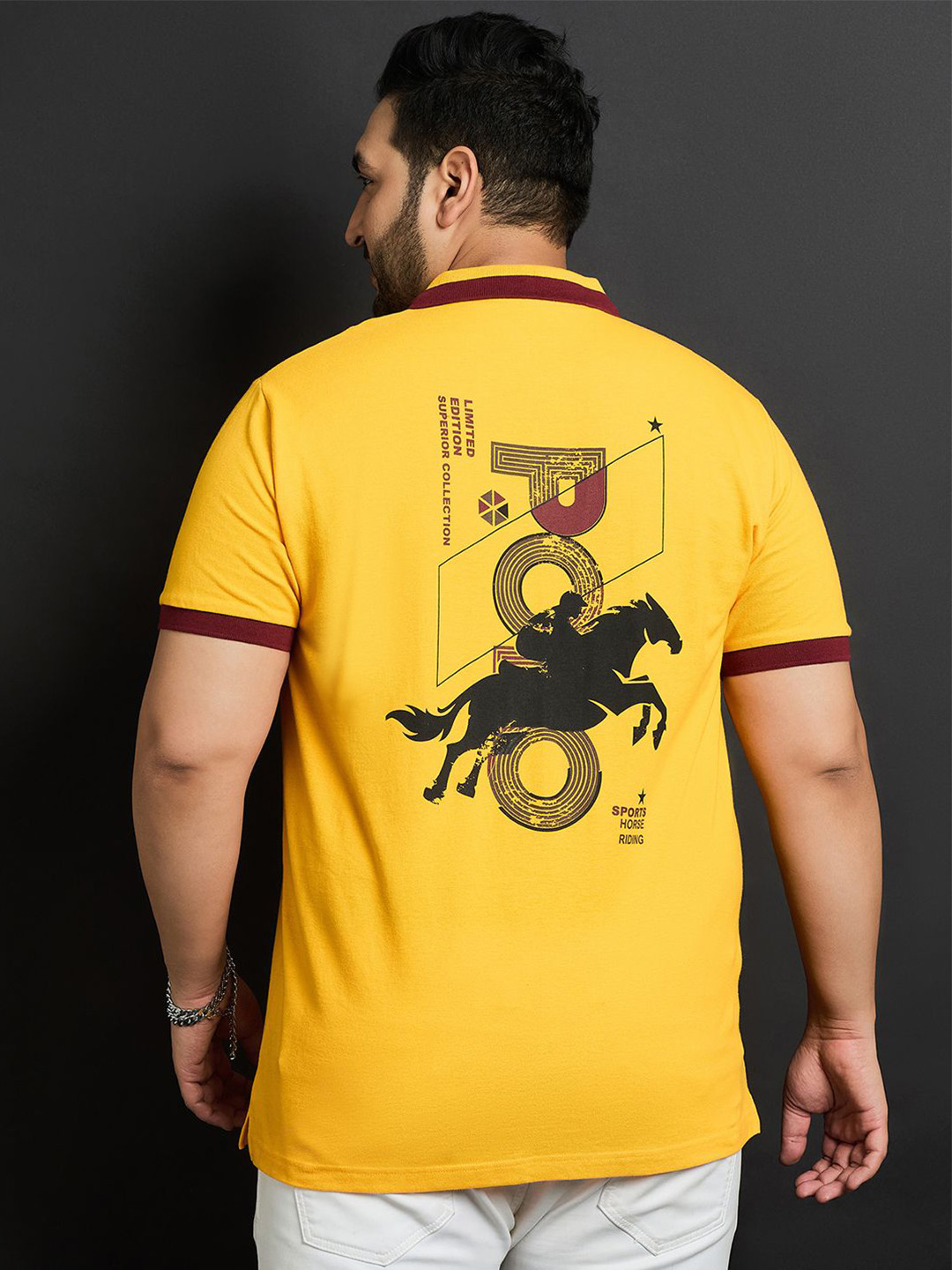 bigbanana Plus Size Sports Printed Cotton Polo Collar Bio Finish T-shirt