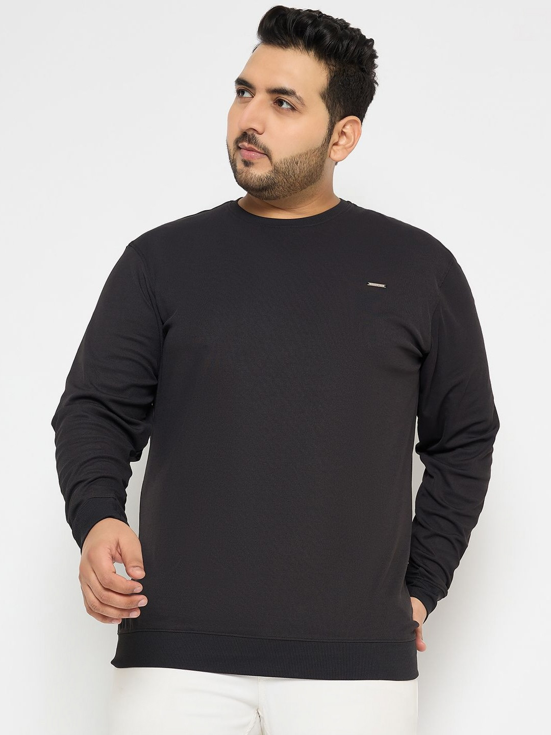 Parcel Yard Men Plus Size Solid Round Neck Cotton Relaxed Fit T-Shirt