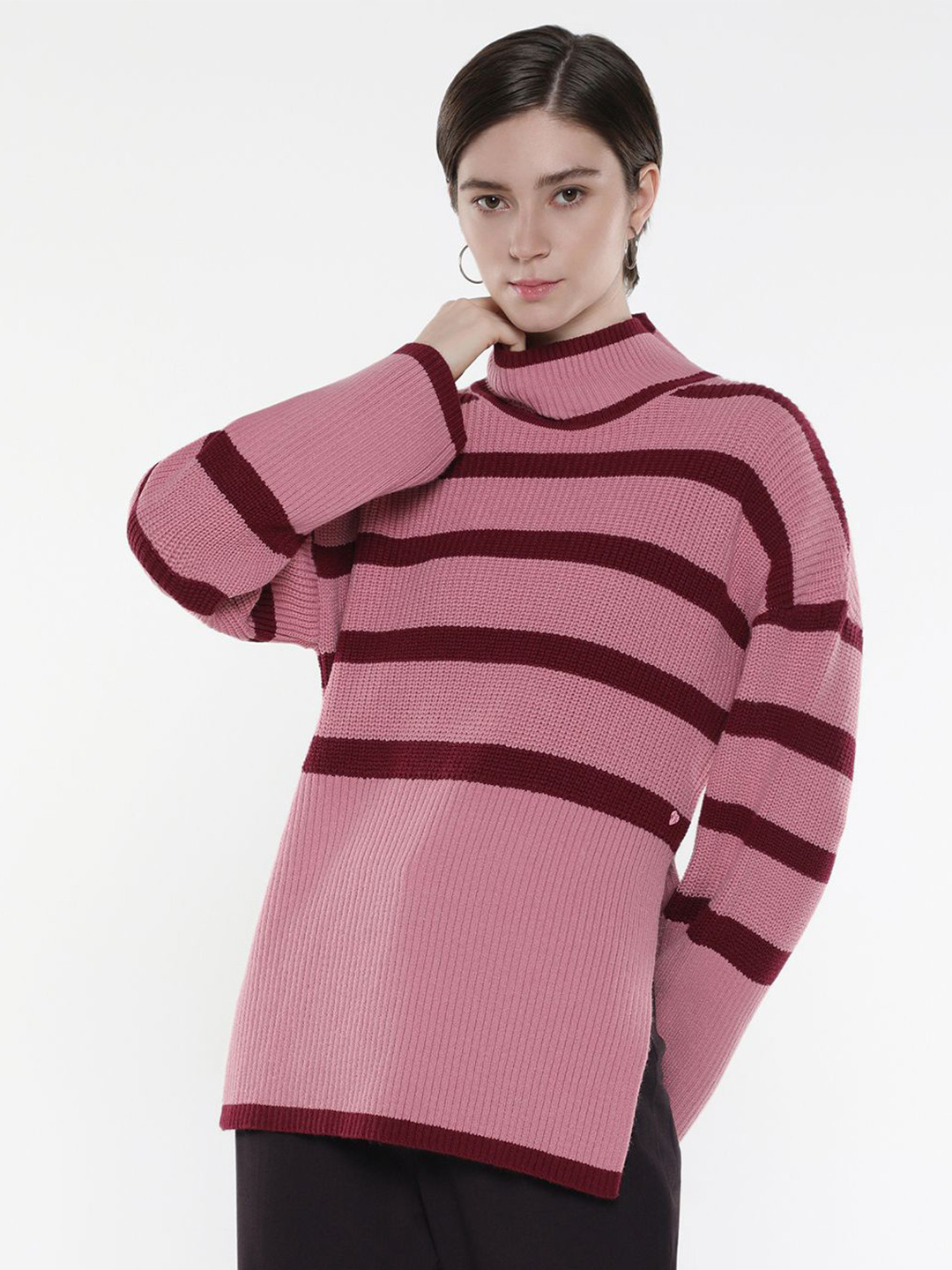 RAREISM Titania Primary Pink Striped Pullover