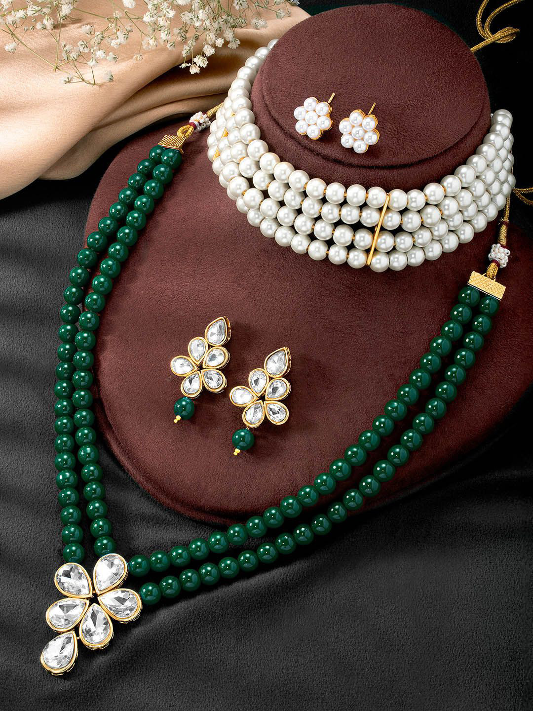 Peora Set Of 2 Gold-Plated Beaded Jewellery Sets