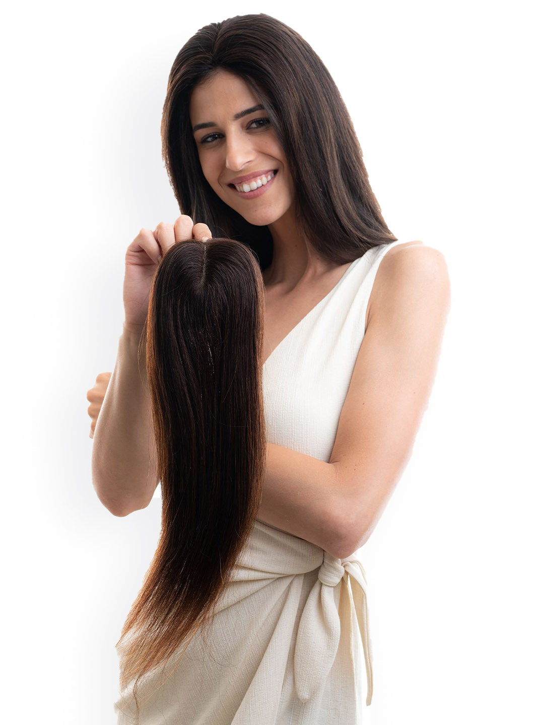 HAIR ORIGINALS Scalp Topper Straight Hair Extension- Brown