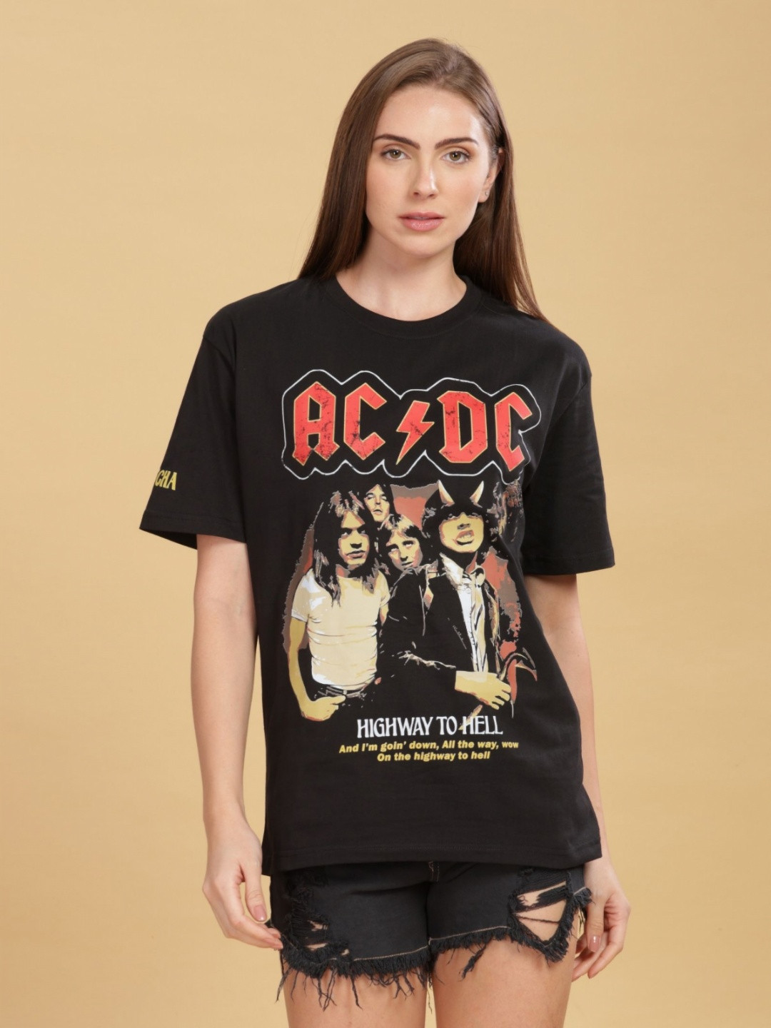 CAPTCHA ACDC band Printed Drop-shoulder Pure Cotton Oversized Tshirt