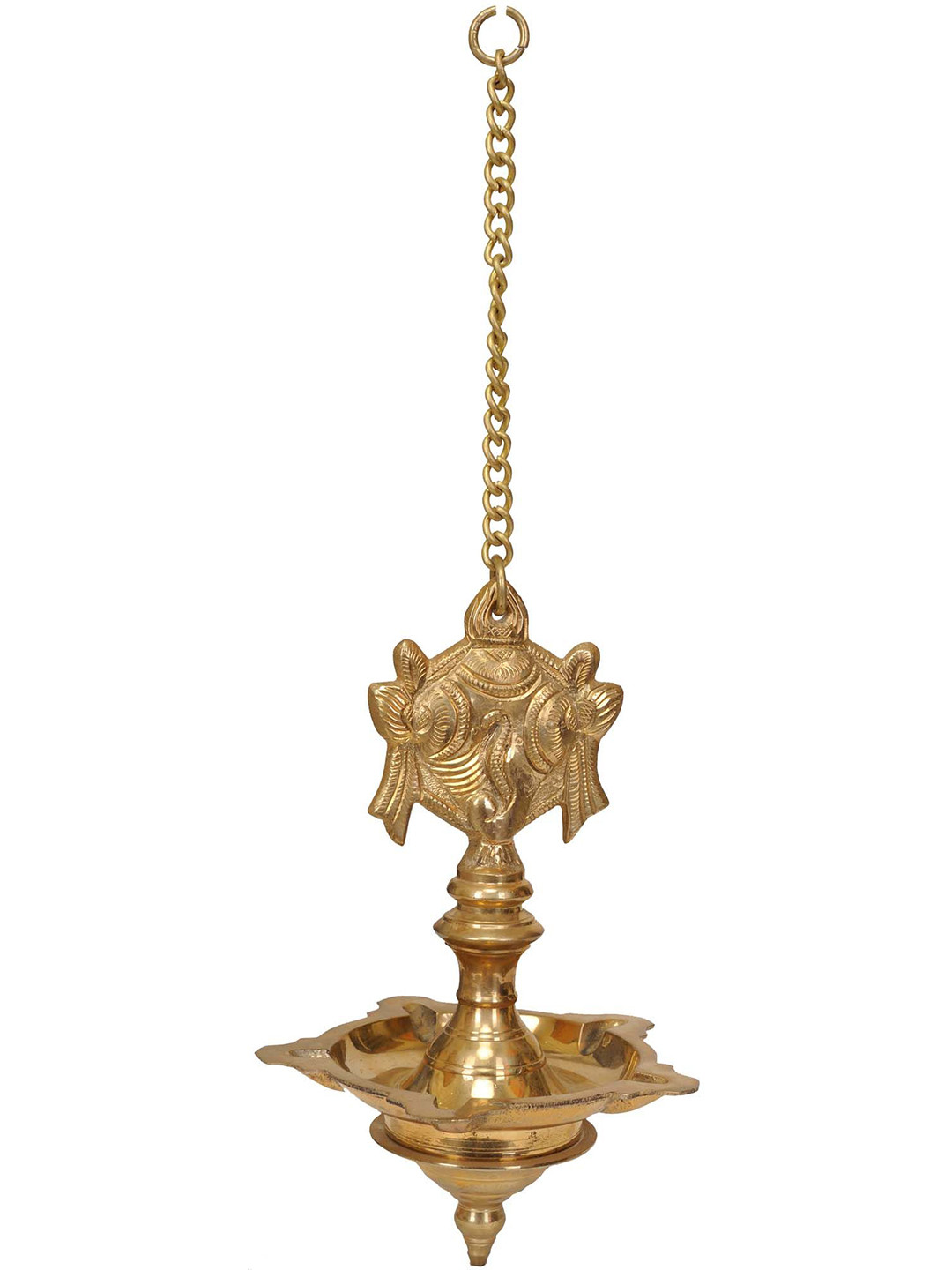 Exotic India Brass Temple Hanging Lamp
