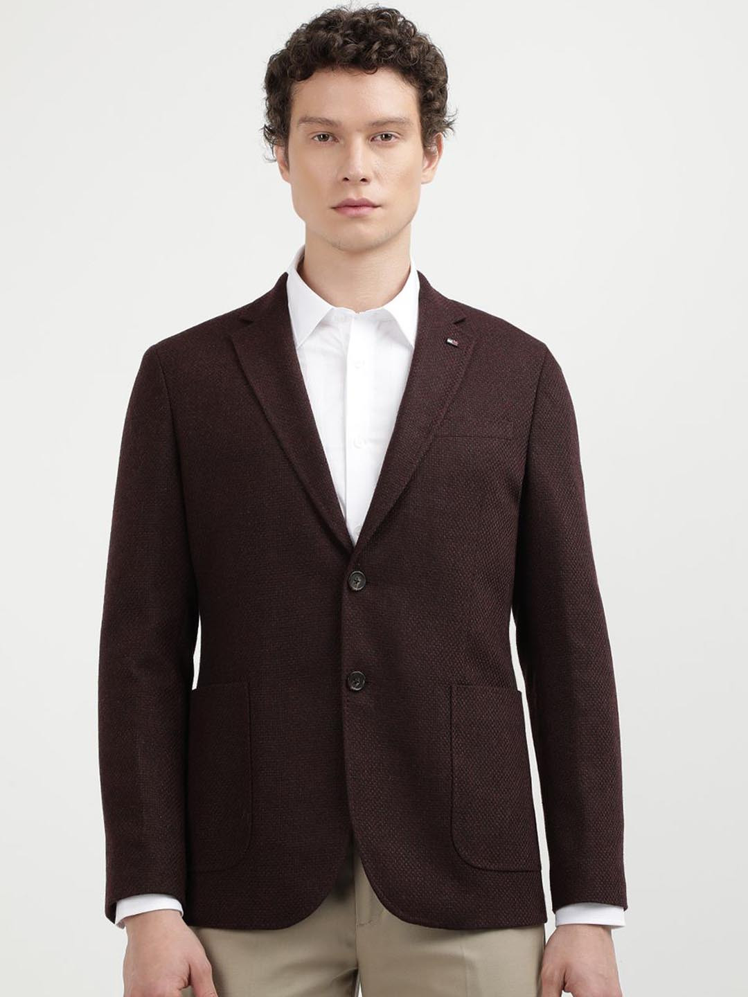 Tommy Hilfiger Single-Breasted Basket Weave Tweed Blazers