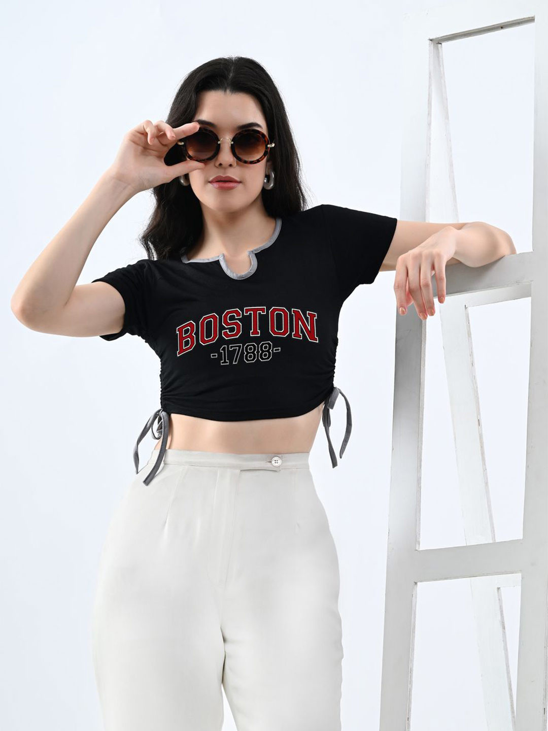 CLAFOUTIS Print Cotton Crop Top