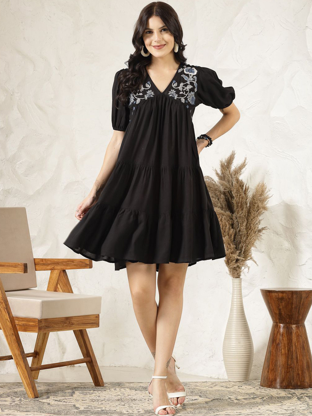 Stylum Women Solid Flared A-Line Dress