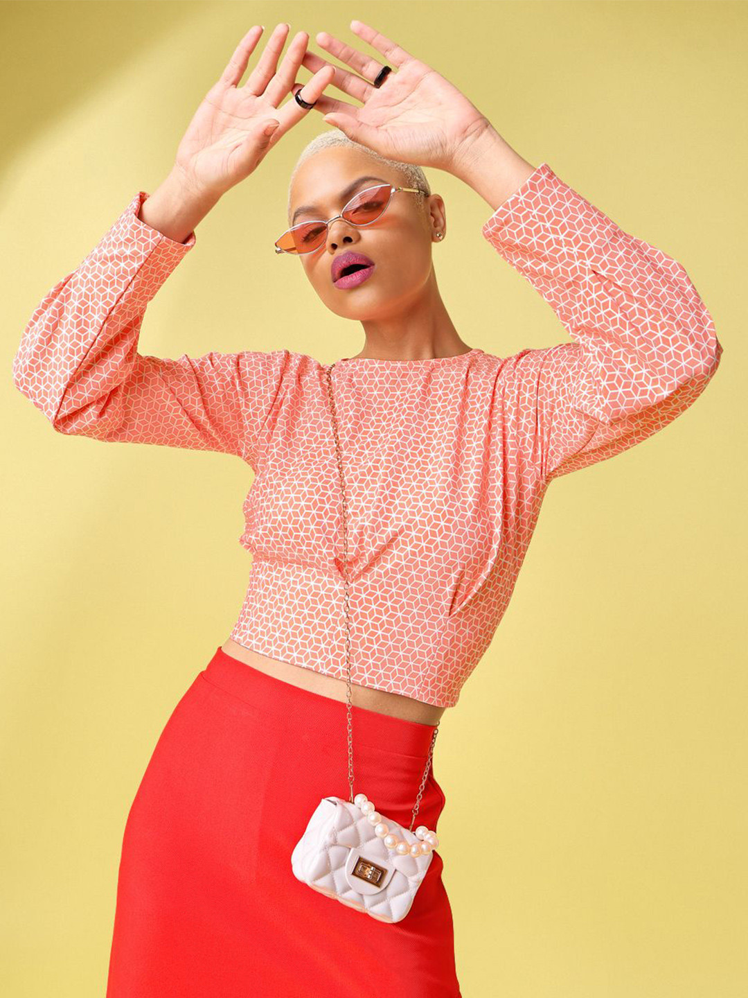 PURVAJA Floral Print Styled Back Top
