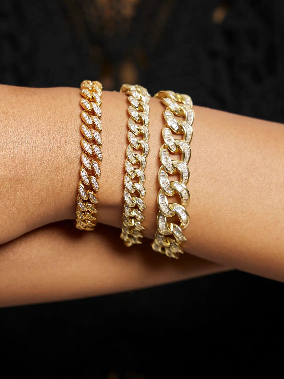 WRAPGAME INDIA Unisex Brass Cubic Zirconia Rhodium-Plated Link Bracelet