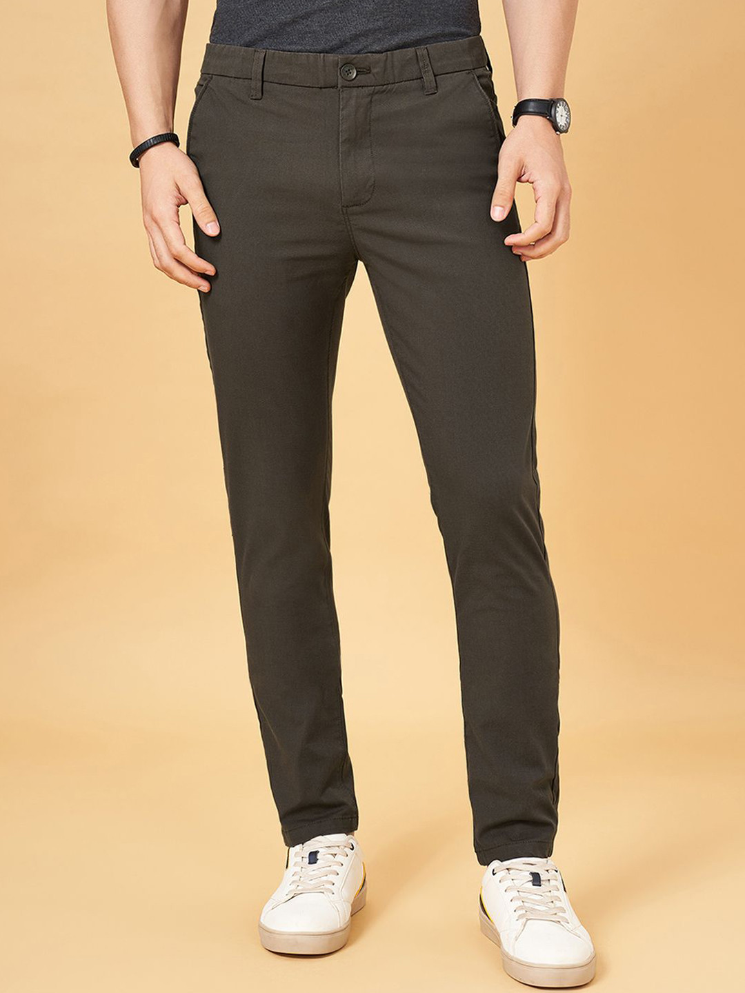 BYFORD by Pantaloons Men Cotton Slim Fit Trousers