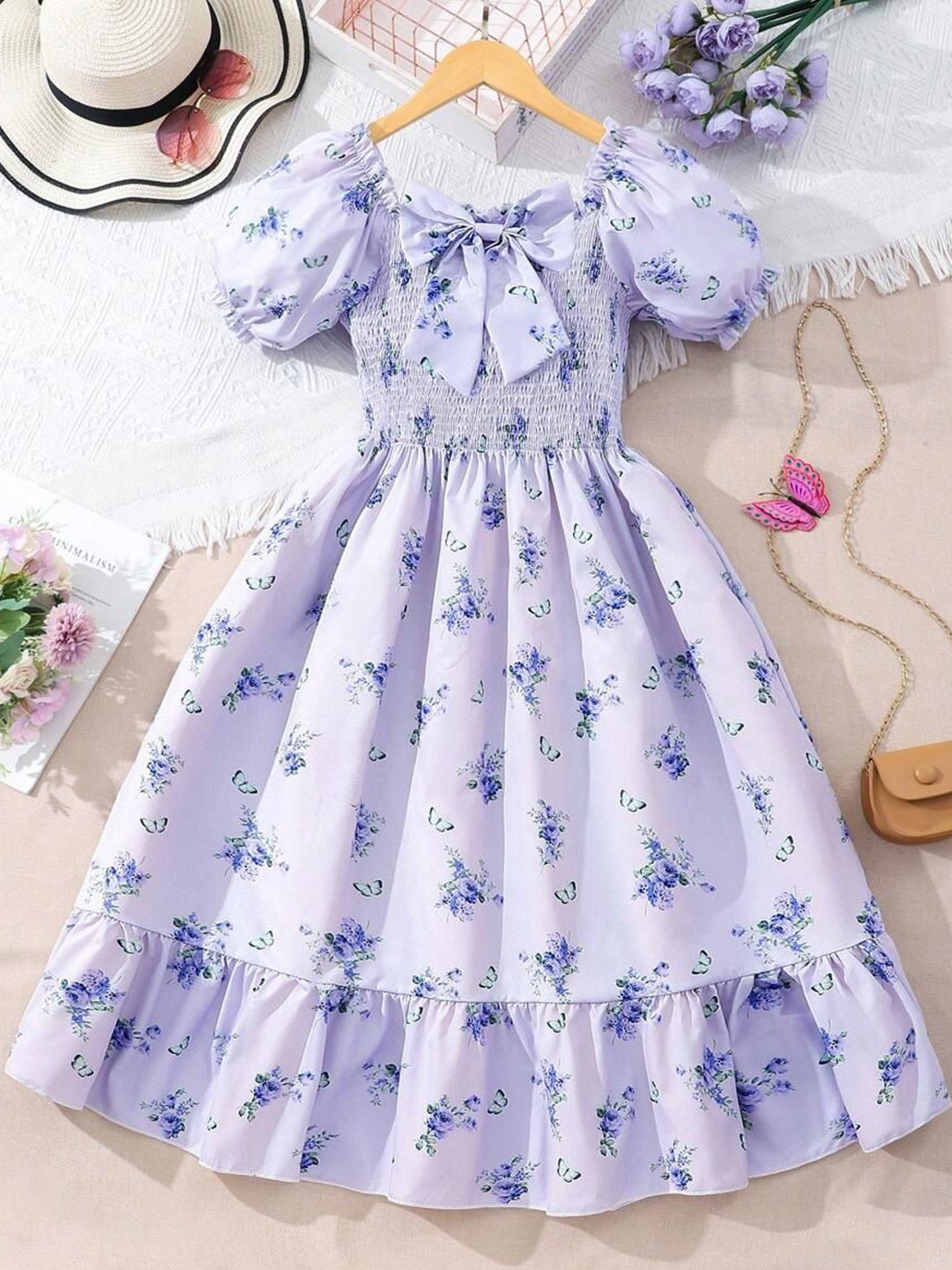 BAESD Girls Floral Print Fit & Flare Dress