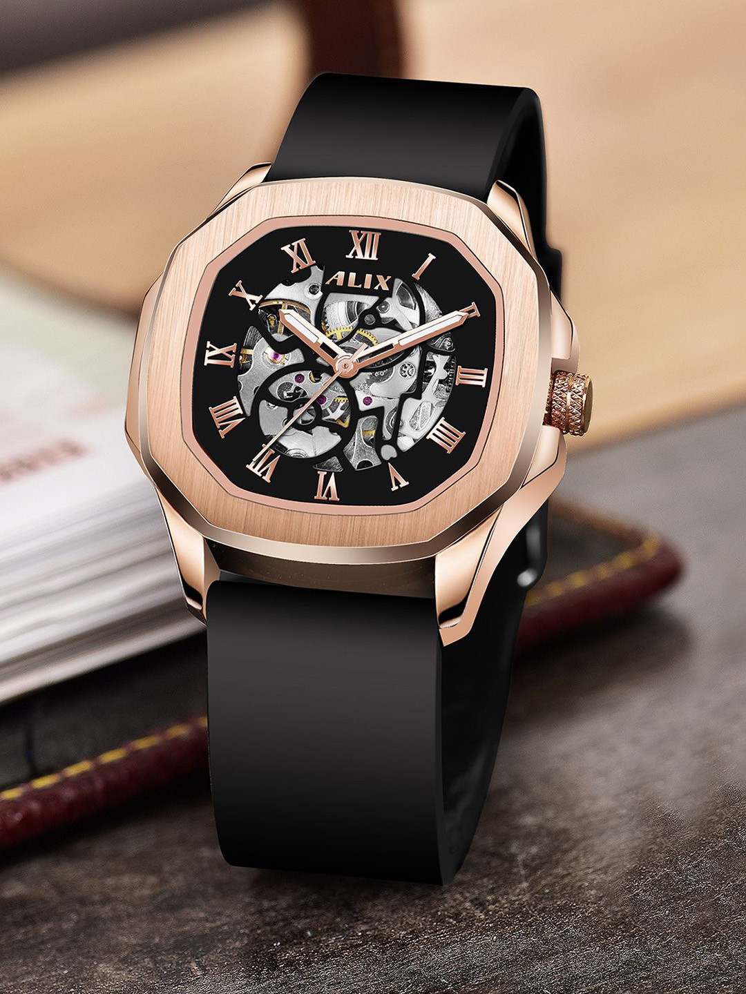 ALIX Unisex Printed Dial & Bracelet Style Straps Analogue Motion Powered Watch AL2901