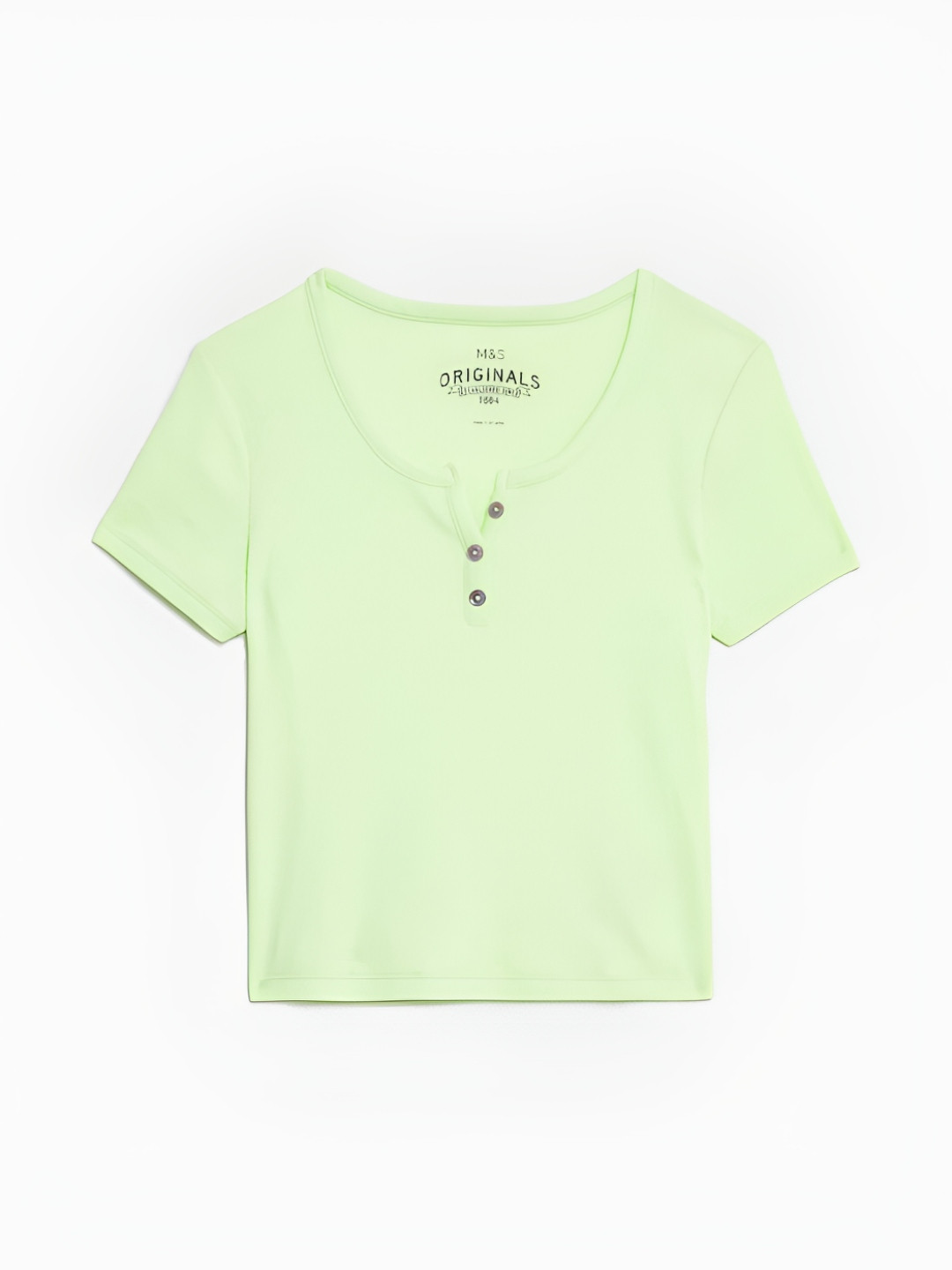 Marks & Spencer Cotton Rich Ribbed Button T-Shirt