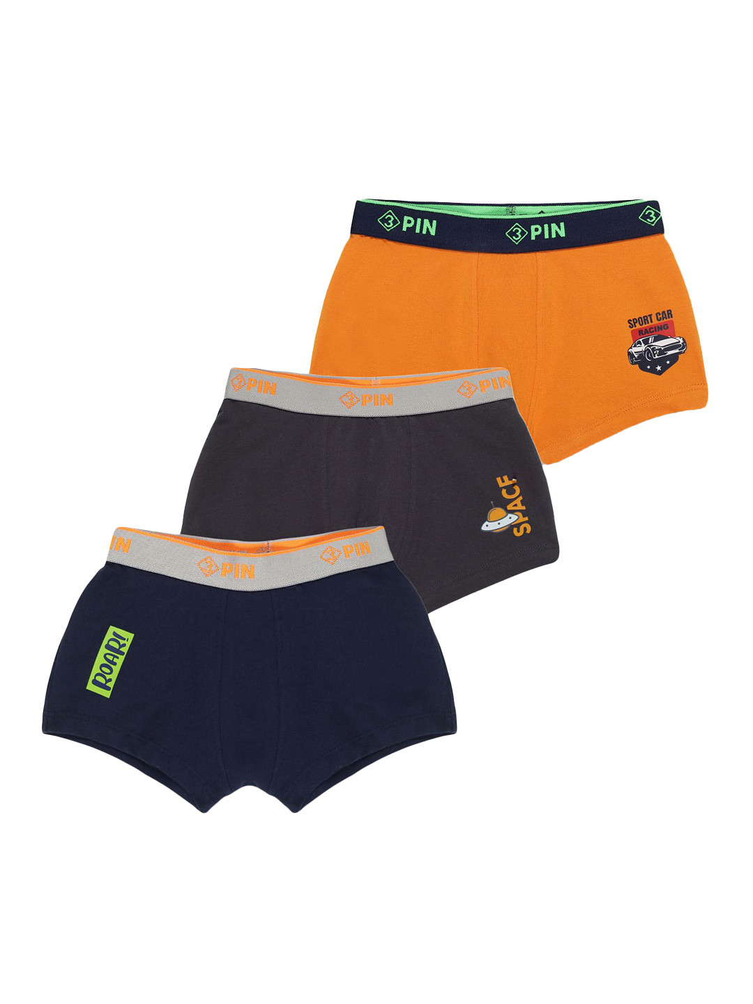 3PIN Boys 3 Pcs Assorted Basic Trunks  3PKBBCOM06