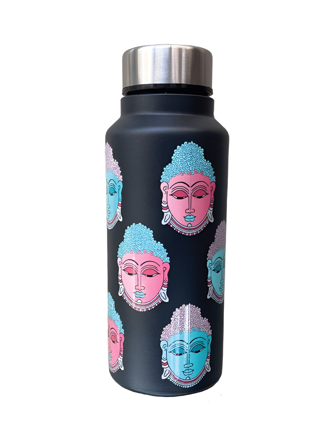 MAATIR DESIGNS Black Conversational Stainless Steel Spill Proof Water Bottle - 750ml