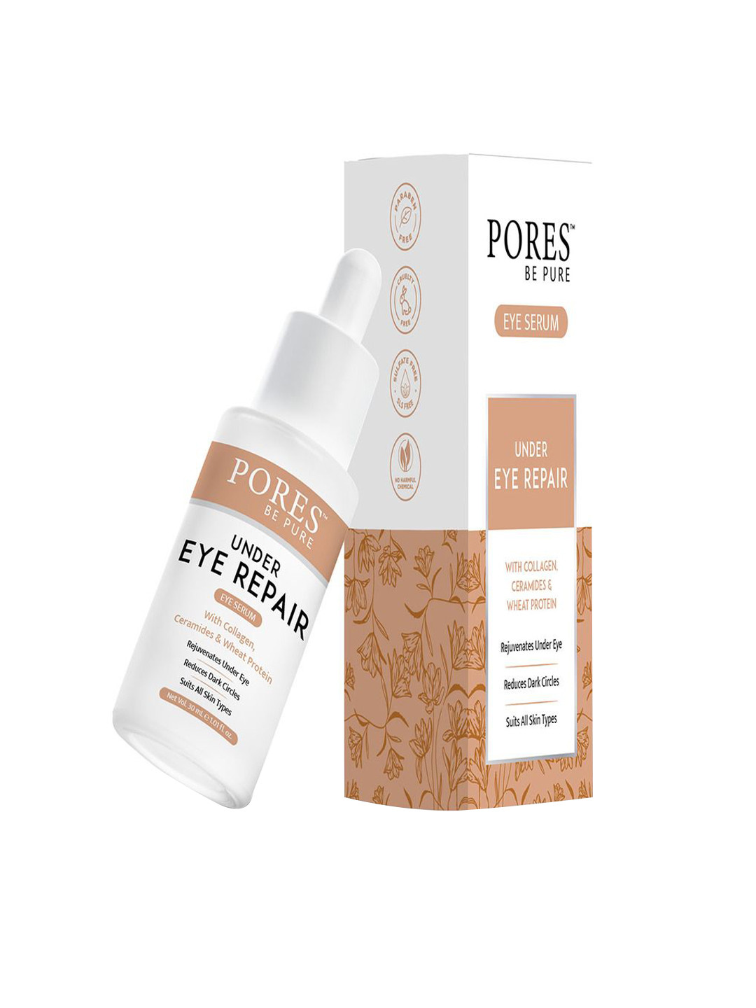 PORES Be Pure Set of 3 Under Eye Repair Eye Serum with Collagen & Ceramides - 30ml each
