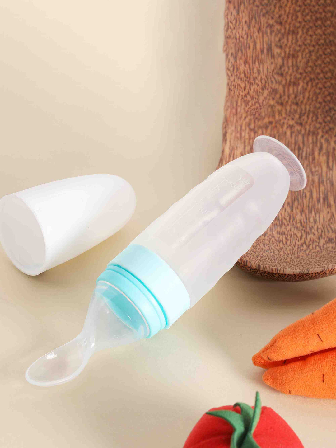 KICKS & CRAWL Blue Silicon BPA Free Squeeze Bottle Feeder