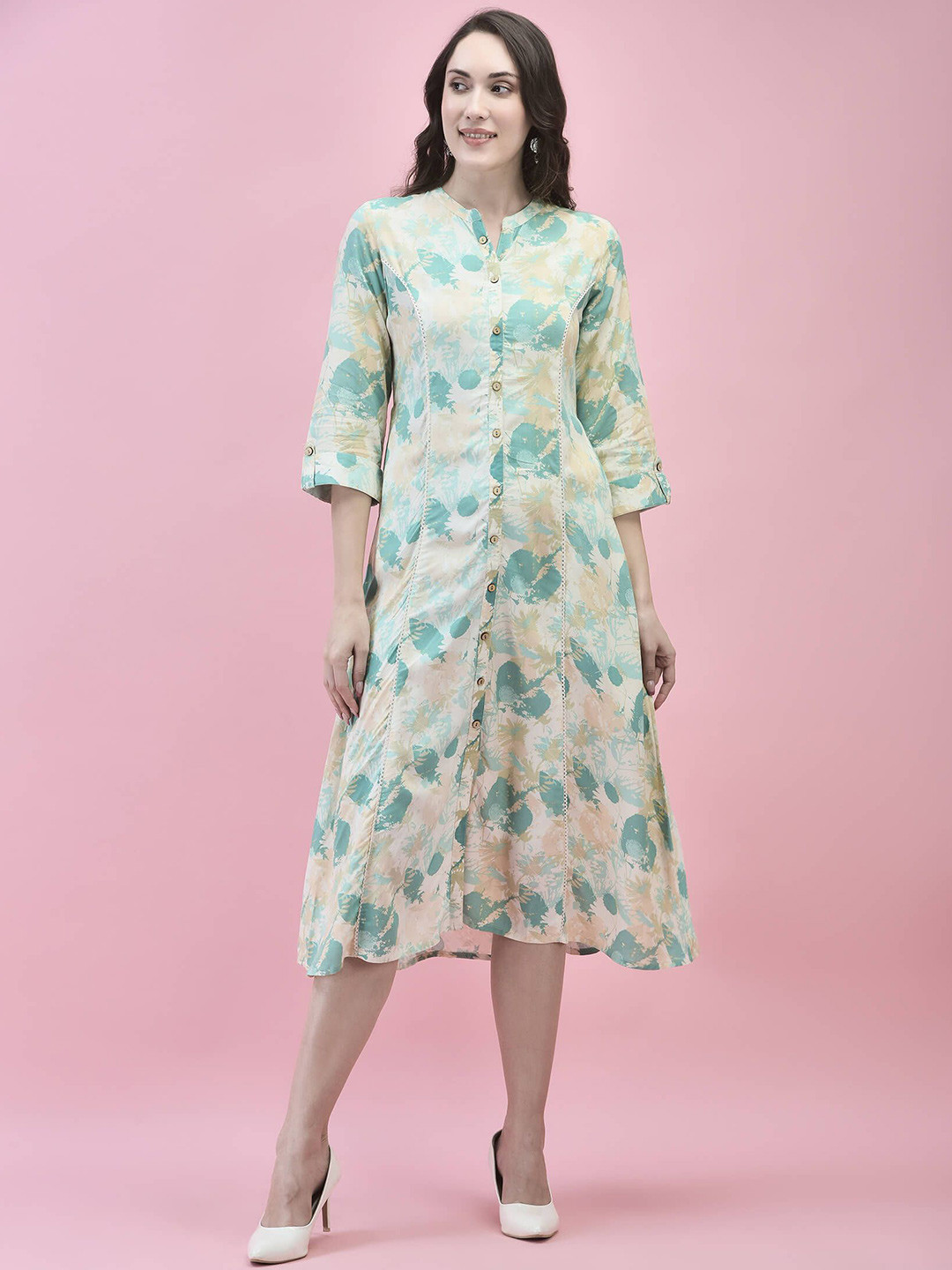 Shree Print Liva A-Line Maxi Dress