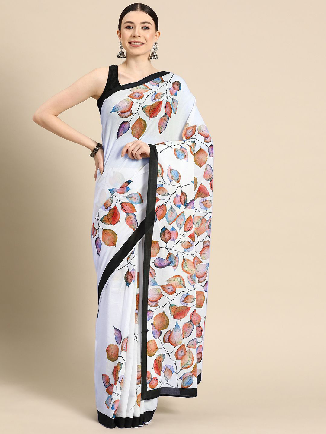 BUTA BUTI Leaf Design Pure Cotton Saree