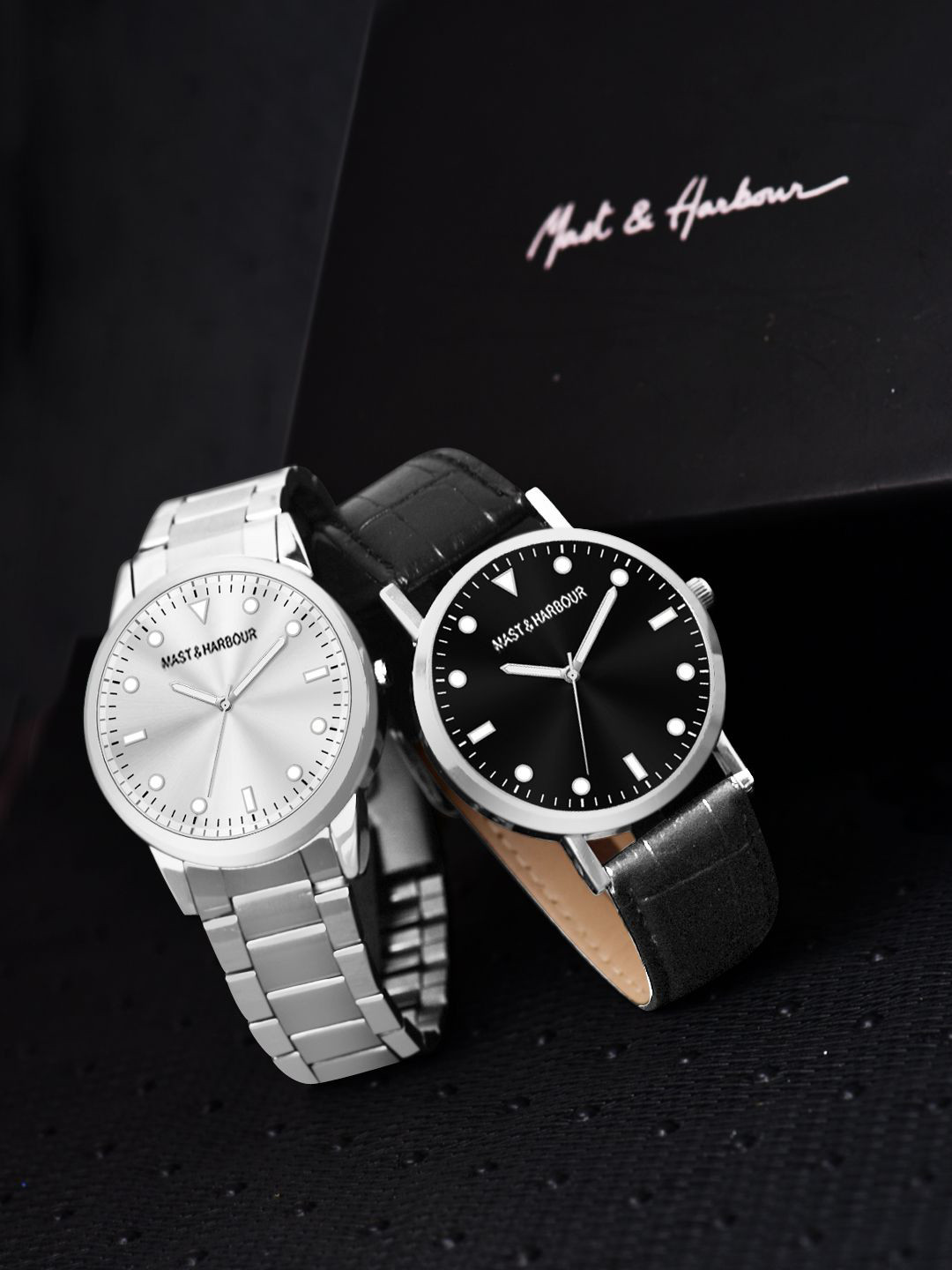 Mast & Harbour Men Patterned Dial & Stainless Steel Bracelet Style Straps Analogue Watch M&HWatchP2-05