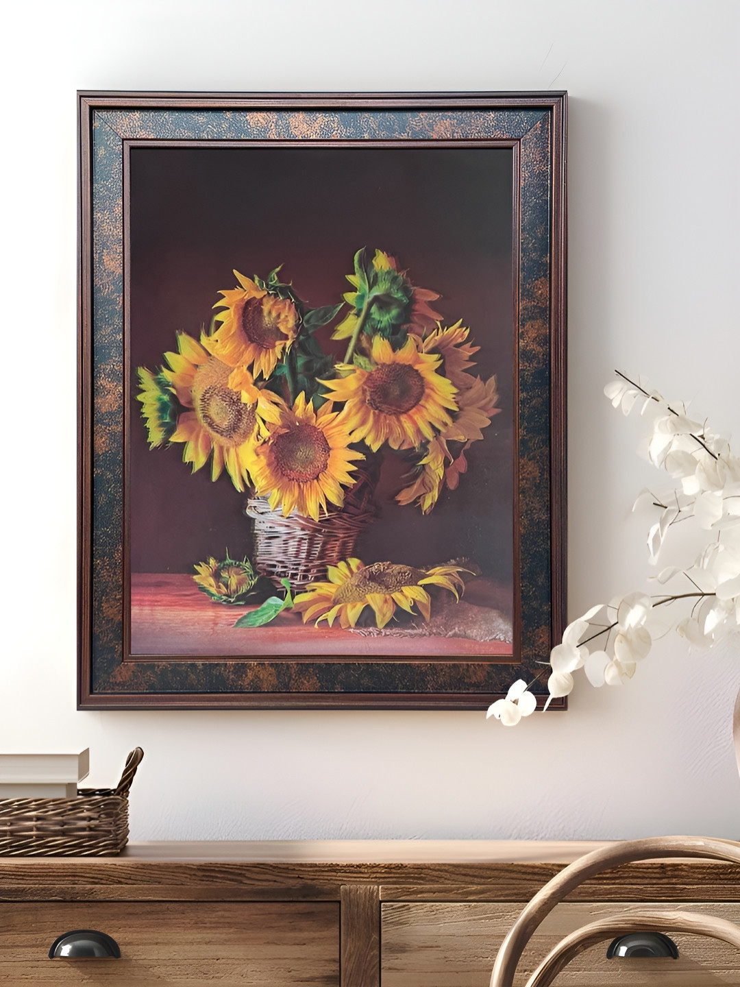 Art Street Sunflower Wood Wall Rectangle Paintings Wall Art -14.3 x 18.2In