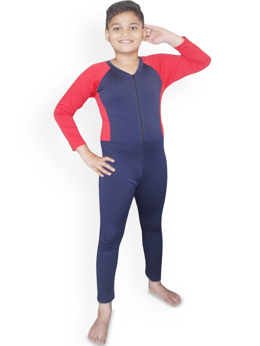 Aqua Holic  Contrast-Sleeve Full-Length Legsuit