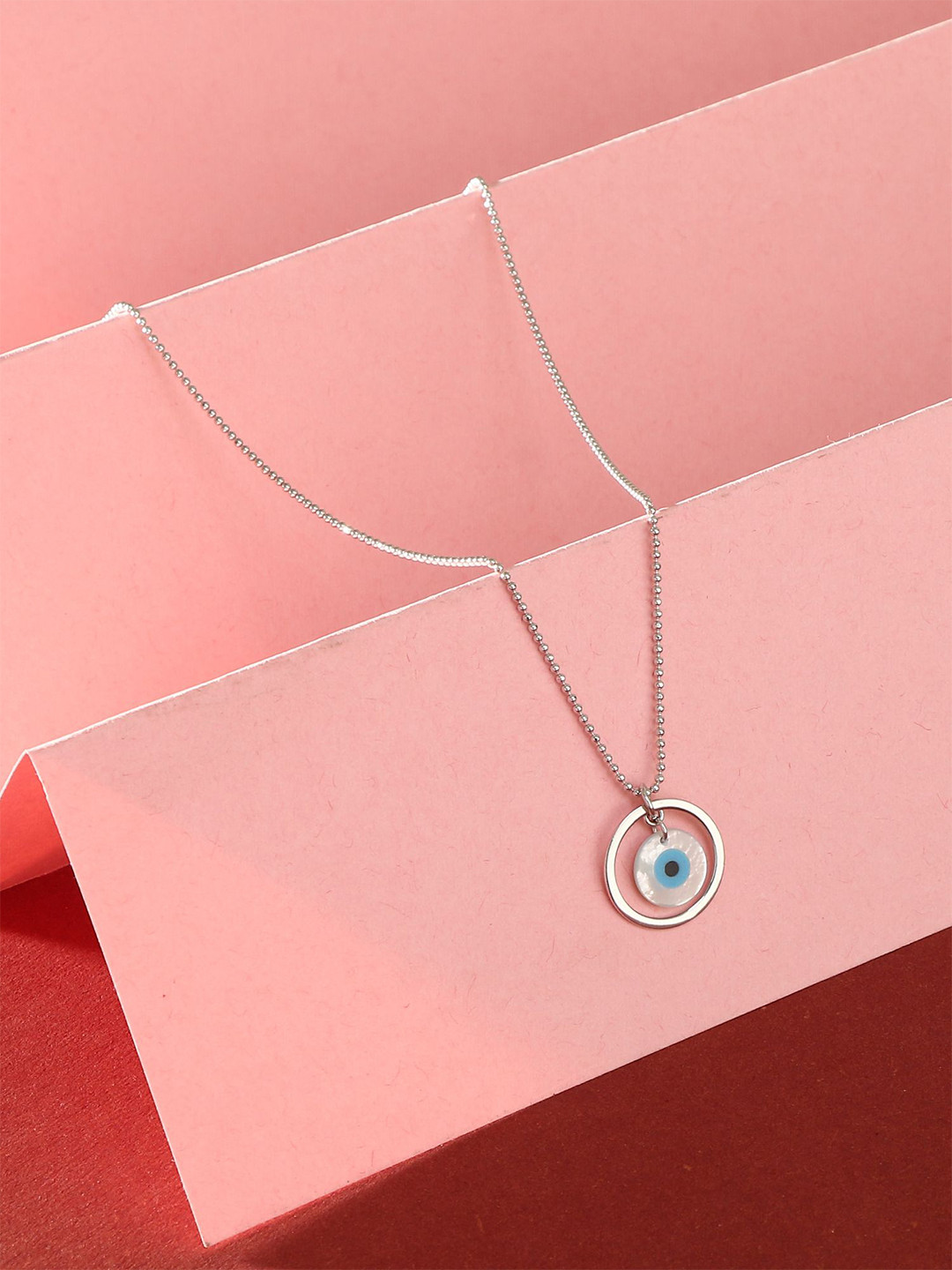 925 By Adwitiya 92.5 Sterling Silver Plated Evil Eye Design Design Minimal Chain Set
