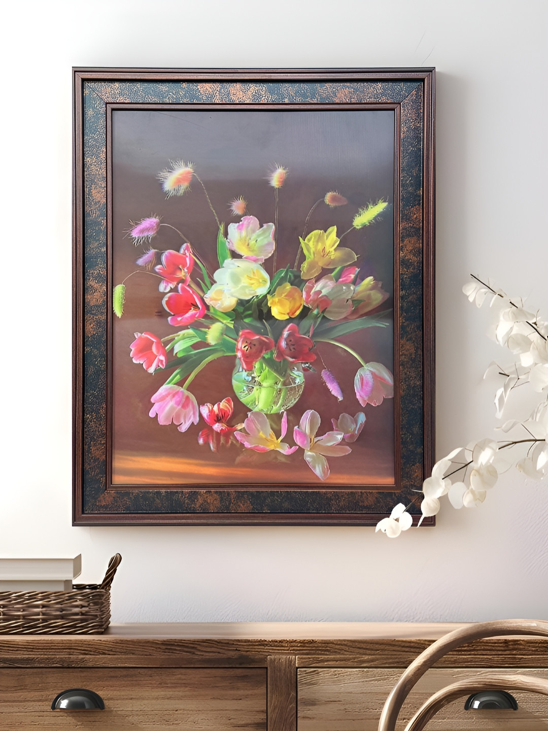 Art Street Red & Green Poppies Printed Wooden 5D Floral and Botanical Wall Art