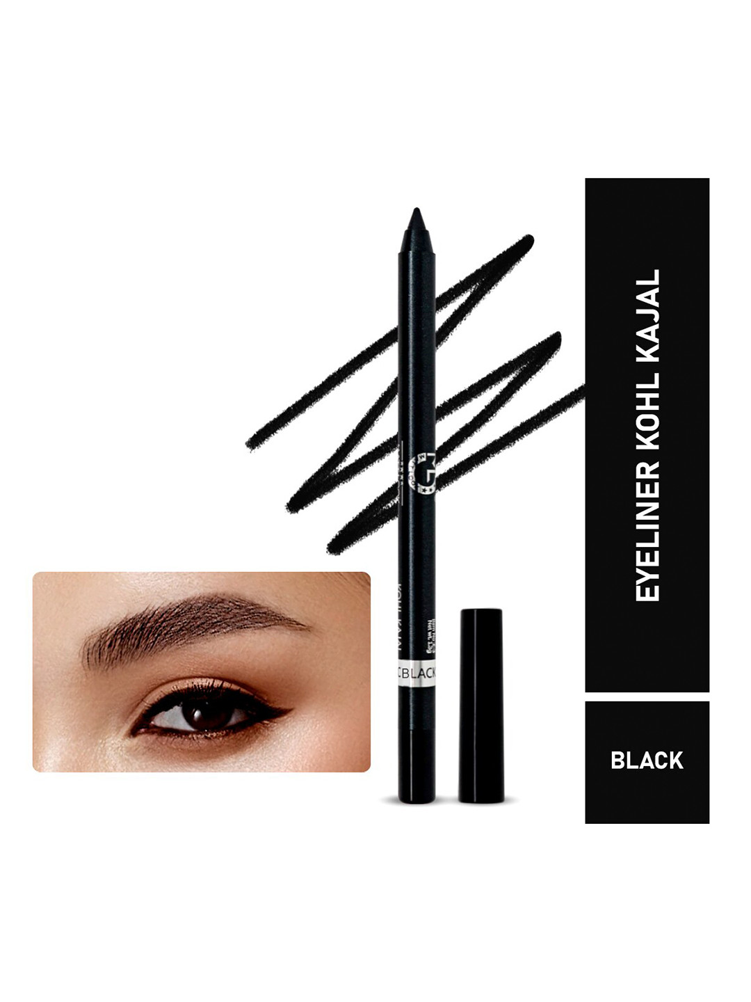 MATTLOOK Single Stroke Super Glide Eyeliner Kohl Kajal - Jet Black