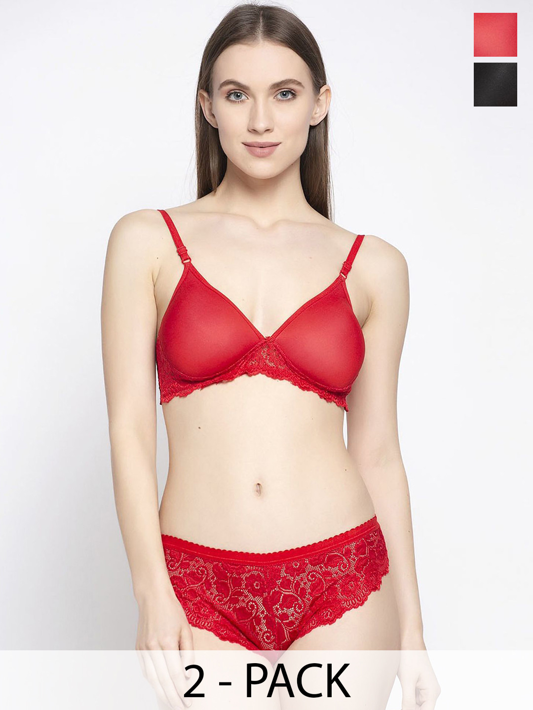AROUSY Women Pack Of 2 Self-Designed Lightly-Padded Lingerie SetA_Purvi-Set2