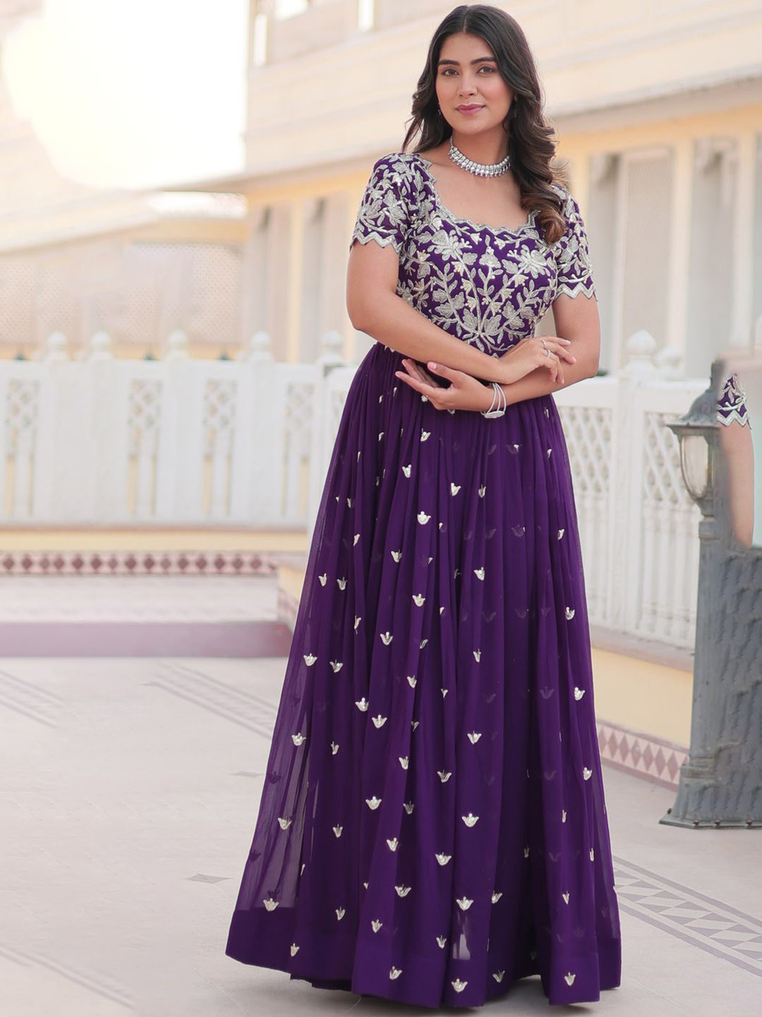 KALINI Women Embroidered Maxi Ethnic Dress