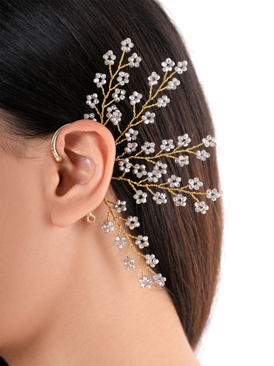 D'oro Contemporary Ear Cuff Earrings