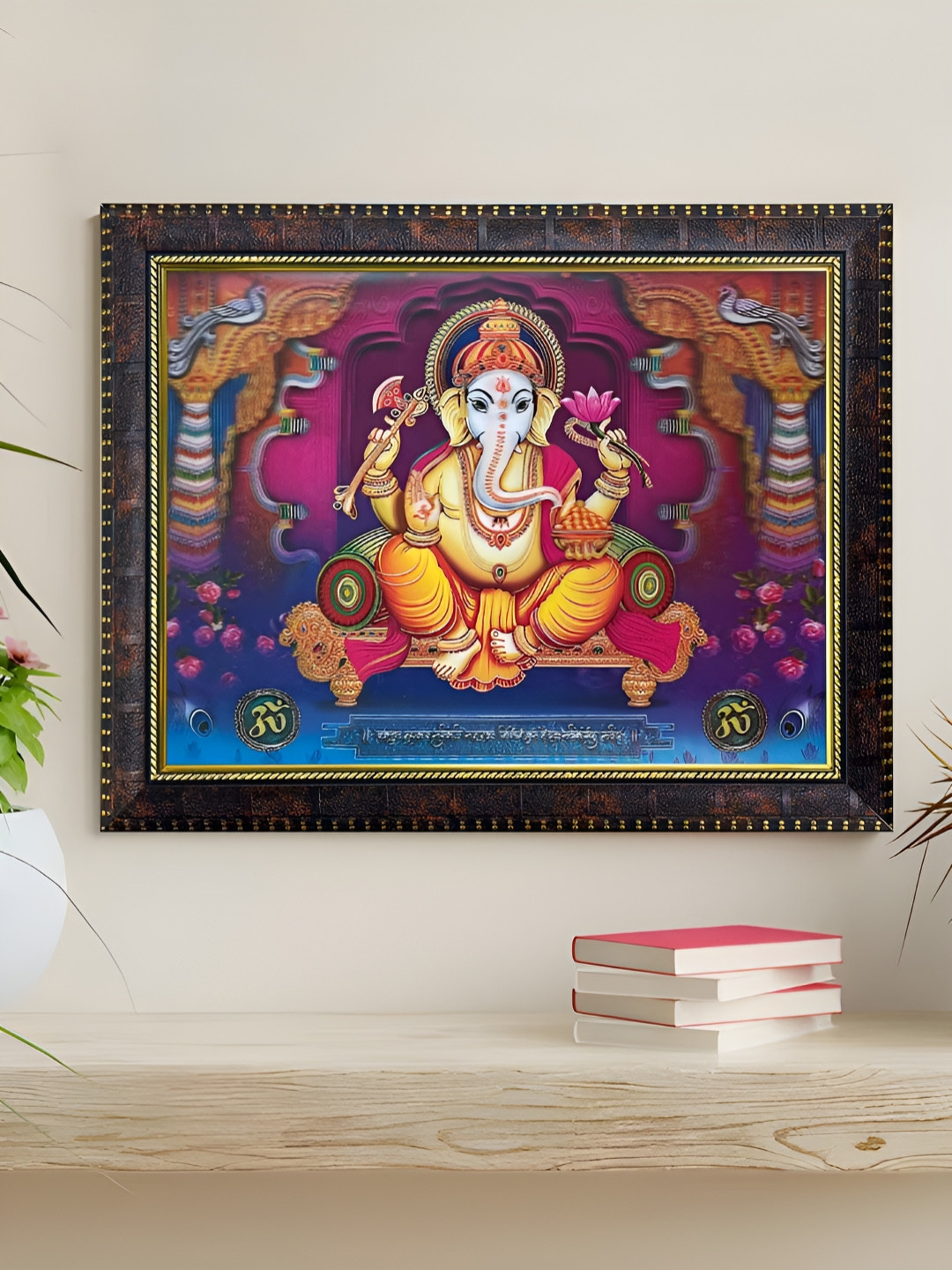 Art Street Lord Ganesha Wood Wall Rectangle Paintings Wall Art - 14.3 x 18.2 In