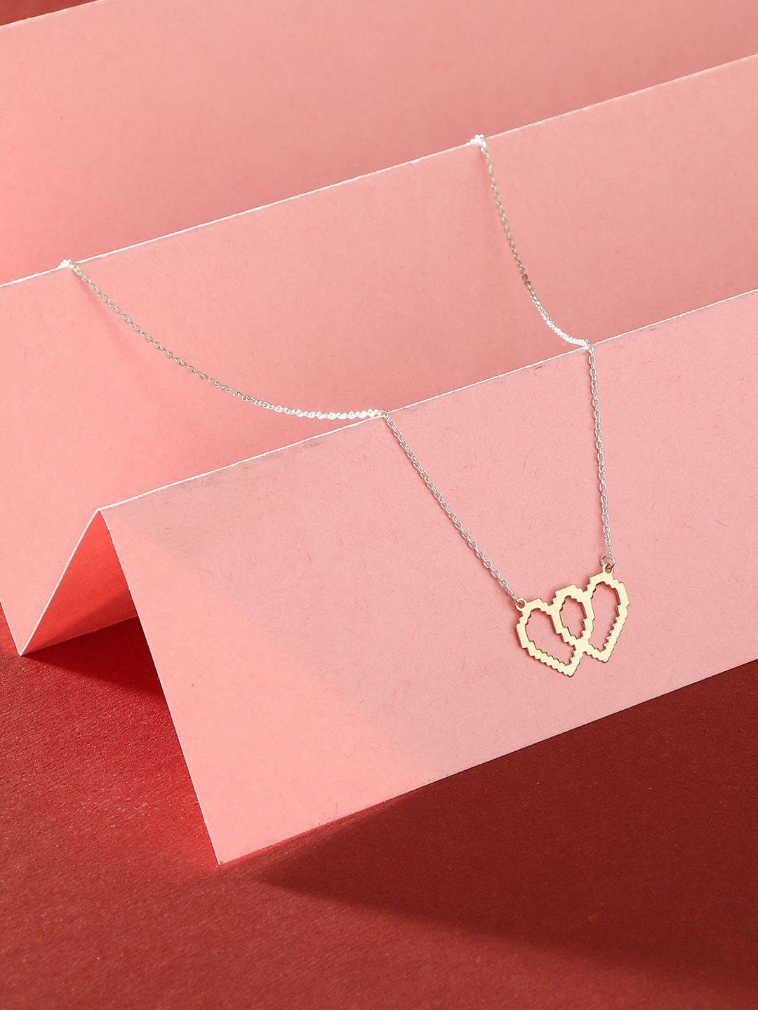 925 By Adwitiya 92.5 Sterling Silver Plated Heart Design Minimal Chain Set