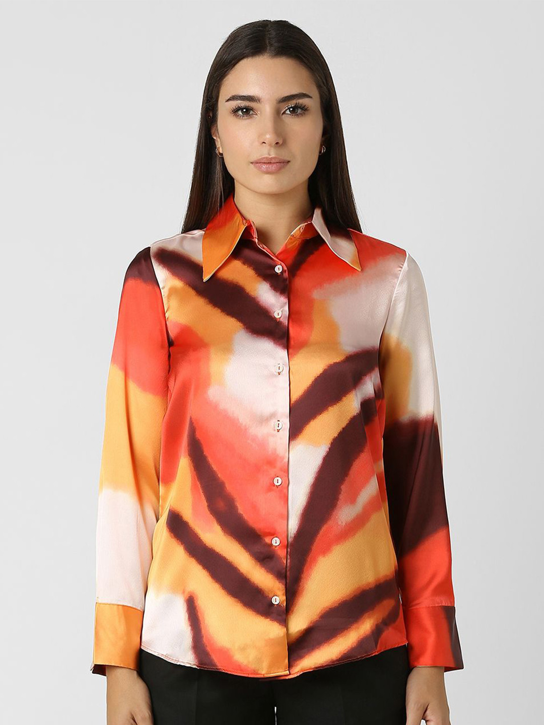 Van Heusen Woman Women Classic Spread Collar Abstract Printed Casual Shirt
