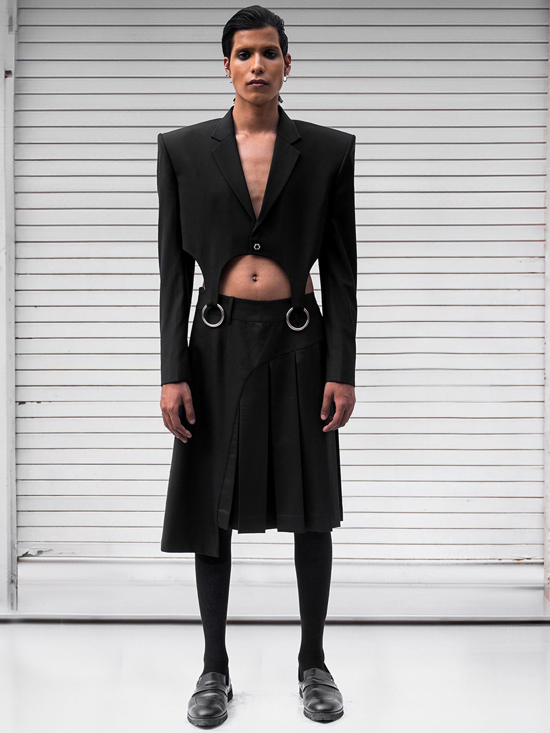 ALTER-X  Slim-Fit Notched Lapel Crop Single Breasted Blazer