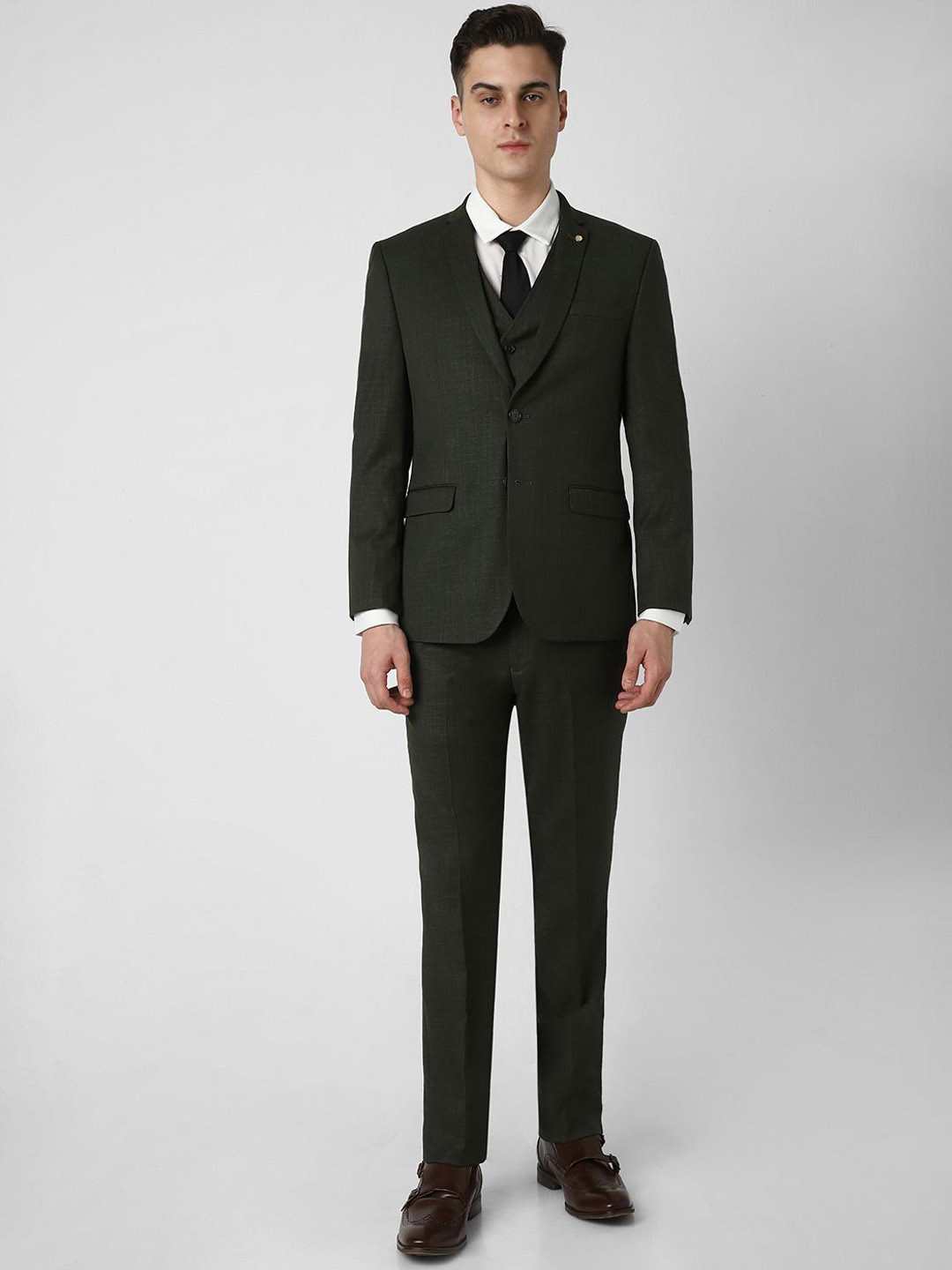 Van Heusen Self Design Slim-Fit Single-Breasted Two-Piece Formal Suit