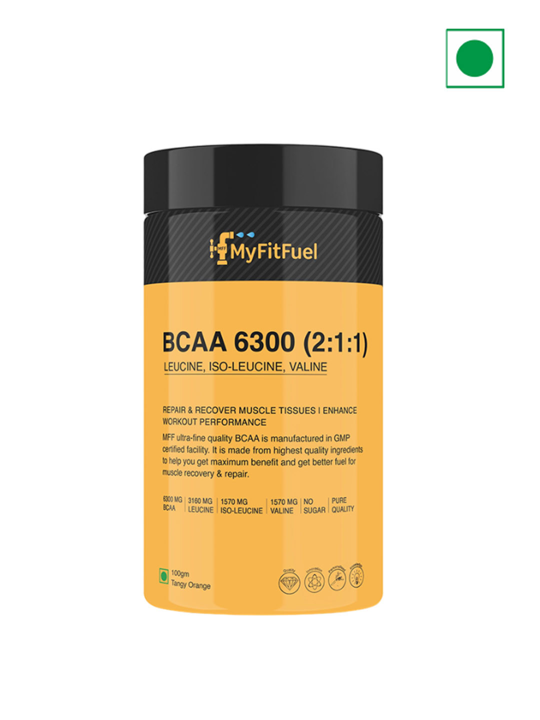MyFitFuel BCAA 6300 2:1:1 Workout Energy Supplement-100g-Tangy Orange Flavour