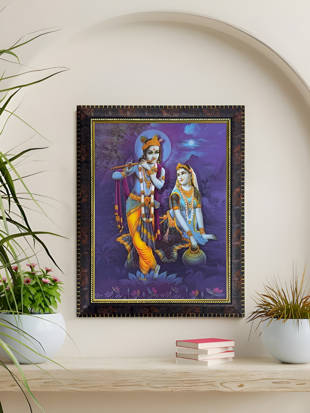 Art Street Blue Lord Radha Krishna Wall Painting Framed 5D Wall Art (14.3x18.2 Inch)