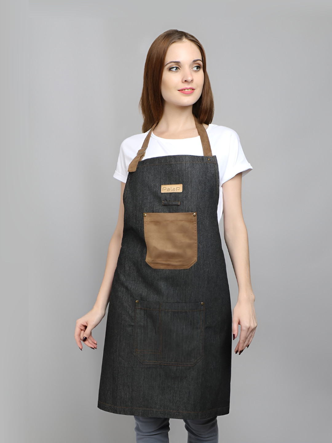SillyBoom Black Denim Aprons With Pocket