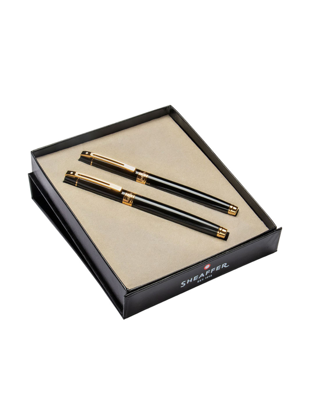 Sheaffer Set Of 2 Glossy Black E9325 Gift 300 Fountain Pen & Rollerball Pen