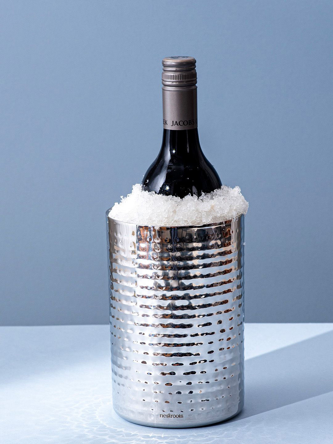 nestroots Silver Toned Textured Stainless Steel Ice Bucket