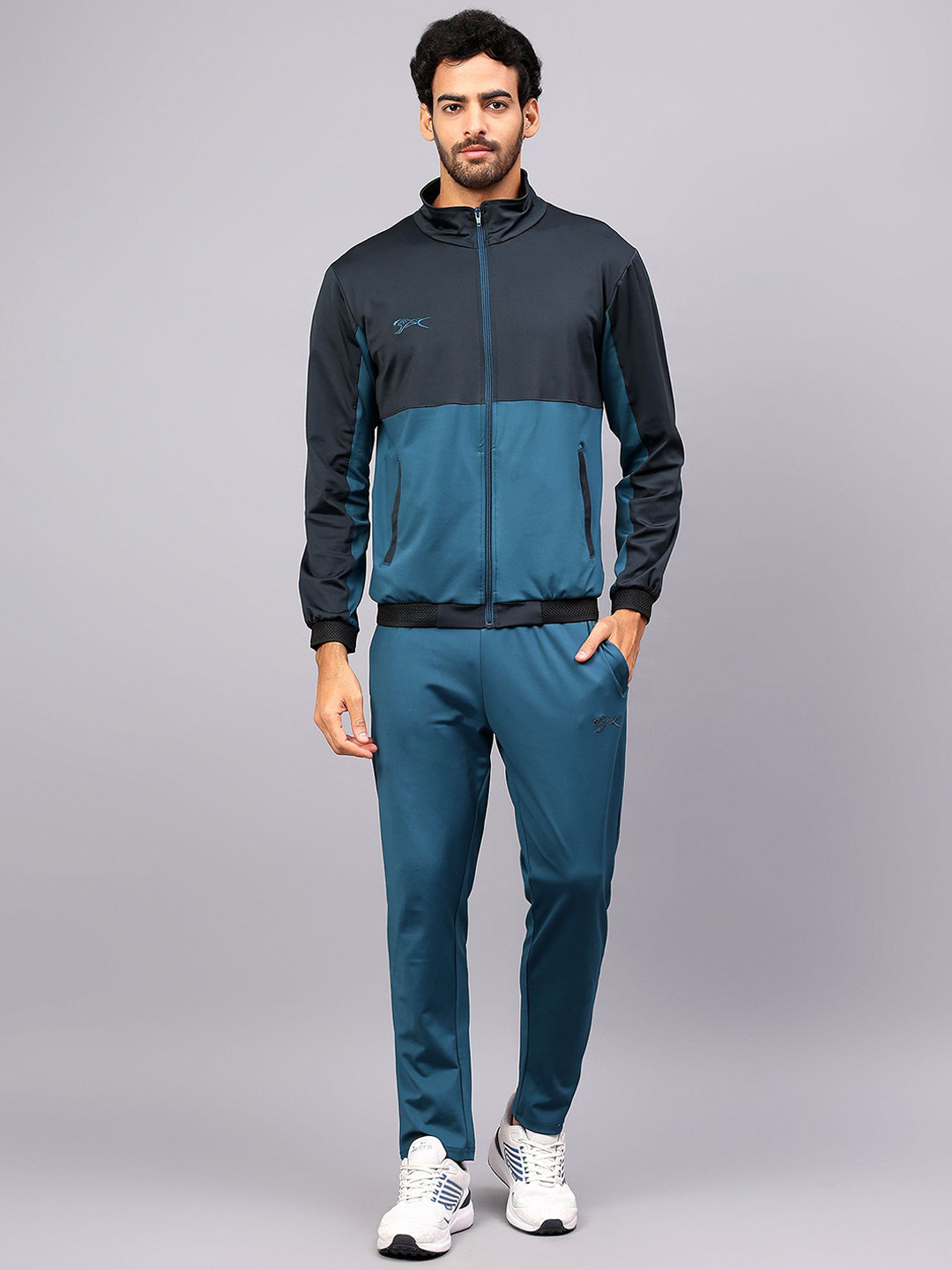 Shiv Naresh Colourblocked Mock Collar Jacket With Track Pants