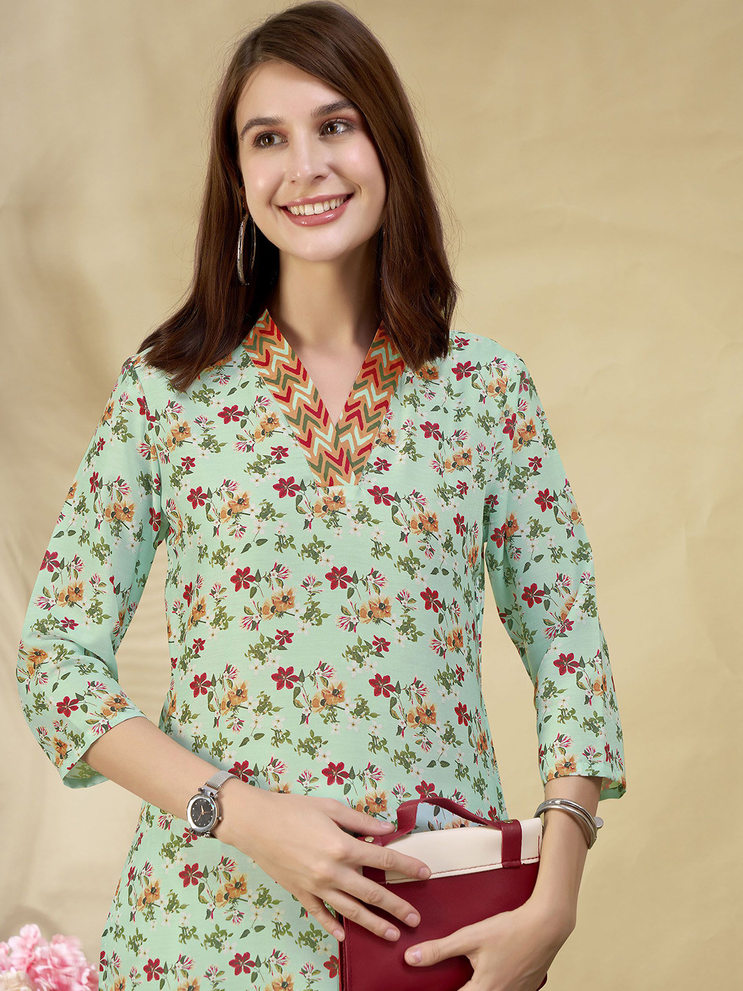 Anouk Rustic Geometric Printed Straight Kurtas