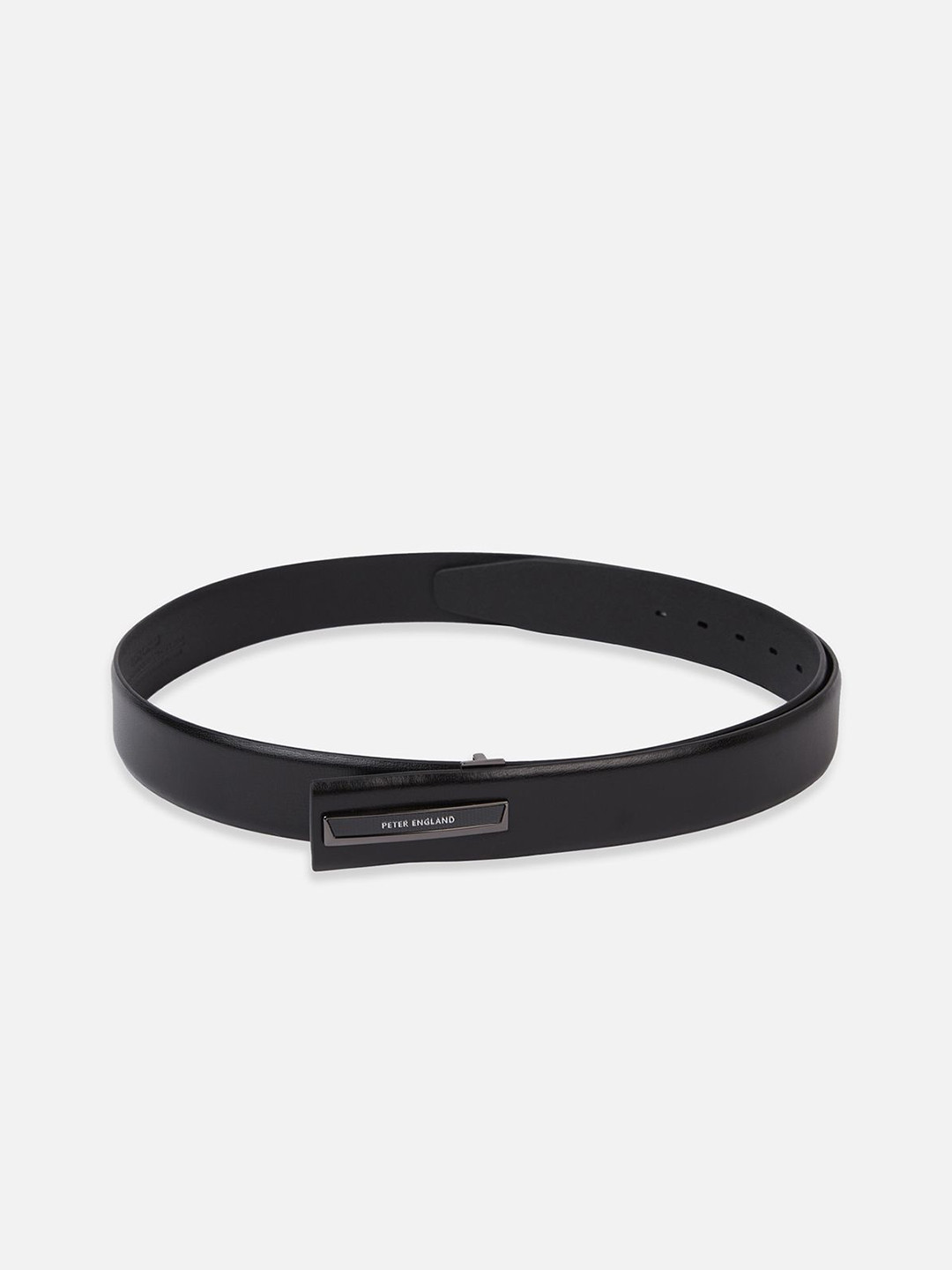Peter England Men Solid Push Pin Closure Leather Formal Belt