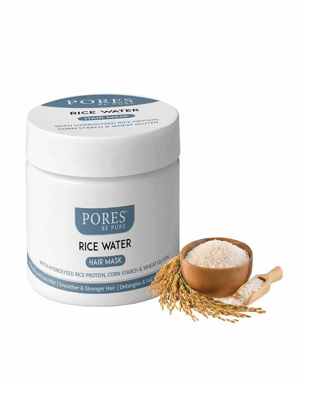 PORES Be Pure Corn Starch & Wheat Gluten Infused Rice Water Hair Mask - 200g