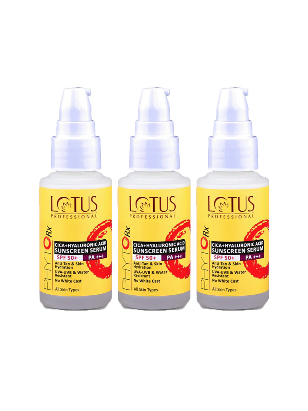 Lotus Professional 3Pcs PhytoRx Cica + Hyaluronic Acid SPF 50+ Sunscreen Serum - 30ml Each